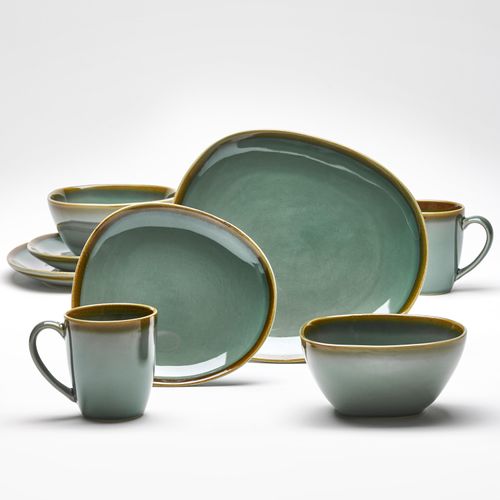4009290173728 - Geschirr-Set VAN WELL Sines Geschirr-Sets Gr 8 tlg grün Geschirr-Sets für 1 und 2 Personen robust perfekt den täglichen Gebrauch