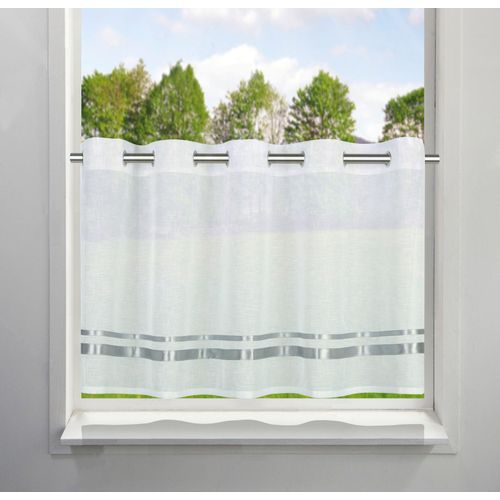 6941446601571 - Scheibengardine MY HOME REGINA Gardinen Gr 30 cm Ösen 90 cm grau (weiß grau) Scheibengardinen transparent Gardine mit Satinbändern 6941446601571 - Scheibengardine MY HOME REGINA Gardinen Gr 30 cm Ösen 90 cm grau (weiß grau) Scheibengardinen transparent Gardine mit Satinbändern