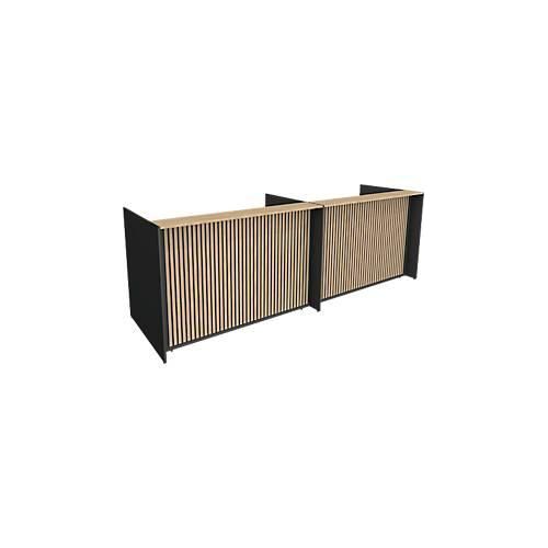 4044917453340 - Theke Marino groß für 2 Personen elektrisch höhenverstellbar Memorypanel Akustikpaneele Kabeldurchlass Holz Eiche-Dekor anthrazit
