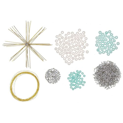 4058896382041 - Drahtschneeflocken-Set weiß-silber-türkis 5 Stück