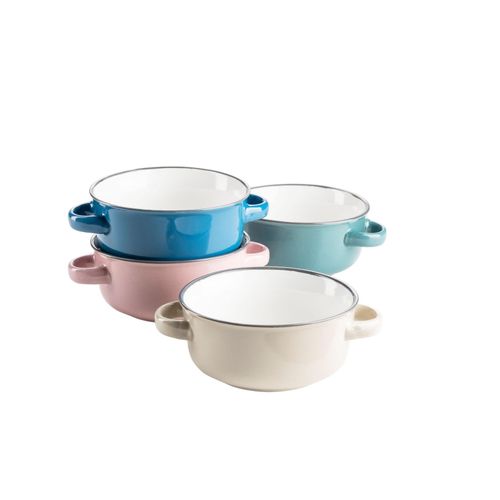 9001794914918 - Suppentassen-Set Steinzeug Maila 4 (Farbe Petrol Altrosa Beige Dunkelblau)