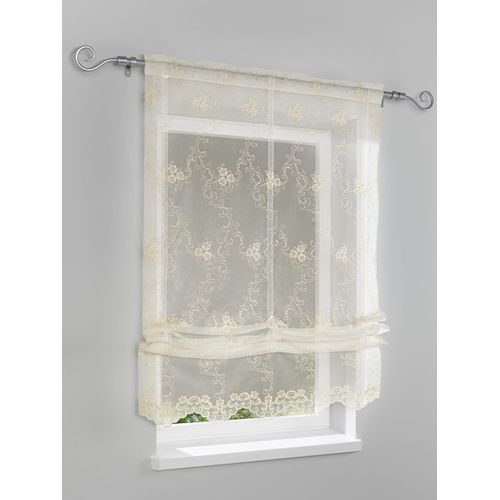 6933897918407 - Raffrollo HEINE HOME Raffrollos Gr 140 cm Stangendurchzug 120 cm beige (creme) Raffrollos transparent