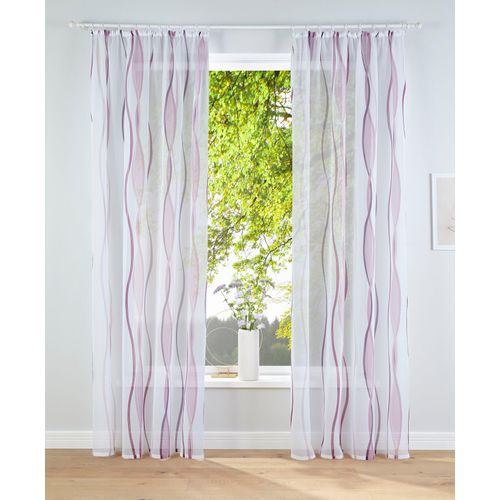 6920192996933 - Gardine MY HOME Dimona Gardinen Gr 265 cm Kräuselband 140 cm weiß (weiß beere) Kräuselband Gardine 2er-Set Transparent Voile Polyester Wellen