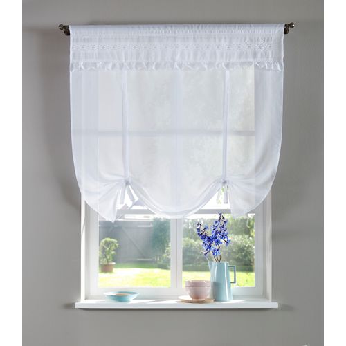 6930325740838 - Bindegardine HOME AFFAIRE LISA Gardinen Gr 120 cm Stangendurchzug 120 cm weiß Landhaus Gardinen transparent Bindegardine mit echter Spitze