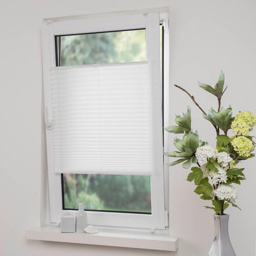 4016318415623 - Plissee Klemmfix-Plissee verspannt Plissees Gr 130 cm zweiseitig verschiebbar 55 cm weiß Plissees ohne Bohren