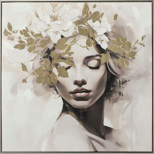 4050743089110 - Gemälde GOLD FLOWERED BEAUTY (BHT 8250x8250x550 cm) BHT 8250x8250x550 cm gold Bild Kunstdruck Wandbild 4050743089110 - Gemälde GOLD FLOWERED BEAUTY (BHT 8250x8250x550 cm) BHT 8250x8250x550 cm gold Bild Kunstdruck Wandbild