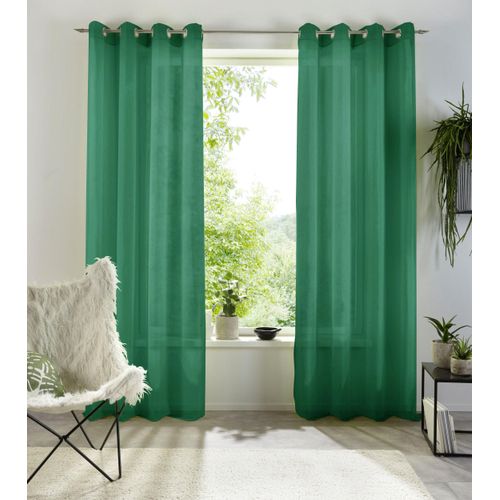 6941446610825 - Gardine MY HOME XANA Gardinen Gr 245 cm Ösen 145 cm grün (dunkelgrün) Ösen Gardine 1 Schal transparent Voile Polyester einfarbig