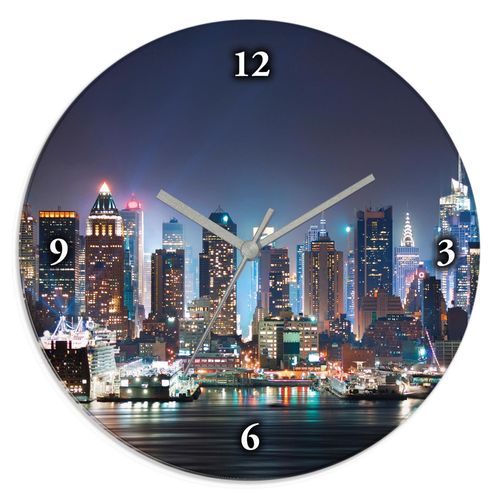 4055327080941 - Wanduhr ARTLAND New York City Times Square Wanduhren Gr T 18 cm Quarzuhr blau Wanduhren wahlweise mit Quarz- oder Funhuhrwerk lautlos ohne Tickgeräusche