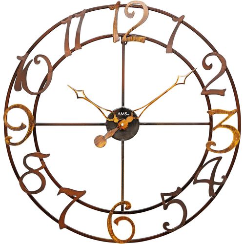 4037445154827 - Wanduhr AMS W9566 braun Wanduhren H 5cm QuarzuhrWohnzimmerEsszimmerKücheArbeitszimmerBüroFlur