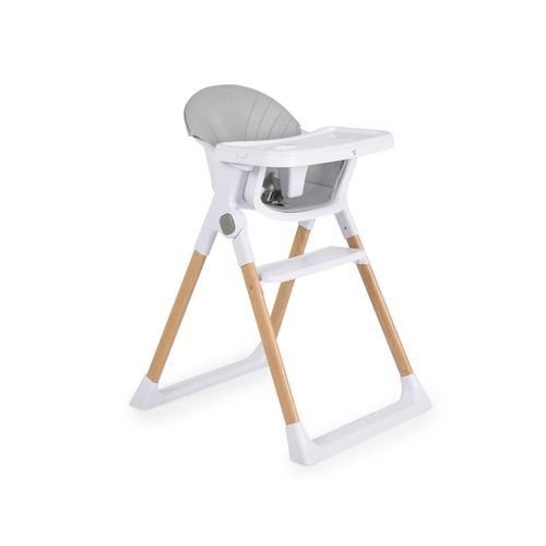 3801005152841 - Kinderhochstuhl Almond Holzoptik klappbar Doppeltablett Sicherheitsgurt grau