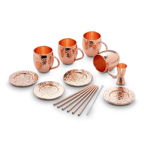 4260238063772 - Becher Trinkgefäße braun (kupferfarben) Cocktailbecher Cocktail-Set Baraccessoires Weinaccessoires Außenfläche Hammerschlag 13-teilig