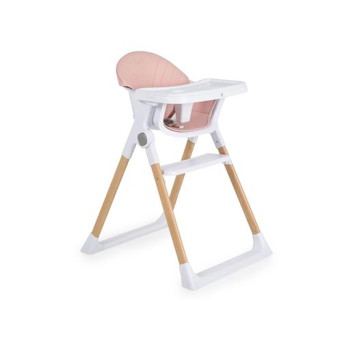 3801005152858 - Kinderhochstuhl Almond Holzoptik klappbar Doppeltablett Sicherheitsgurt rosa