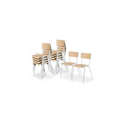 4251898828238 - Stapelstuhl Ceha® CS 3 ohne Armlehnen Sperrholz & Stahlrohr pulverbeschichtet B 385 x T 390 x H 490 mm Buche lichtgrau 10 Stück 4251898828238 - Stapelstuhl Ceha® CS 3 ohne Armlehnen Sperrholz & Stahlrohr pulverbeschichtet B 385 x T 390 x H 490 mm Buche lichtgrau 10 Stück