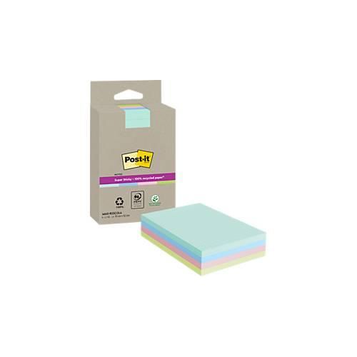 4064035142889 - Post-it® Haftnotizen Super Sticky Recycling Notes 4645-RSSCOL14 liniert B 102 x T 152 mm farbig PEFC®-Papier 12 Blöcke 70 Blatt Block