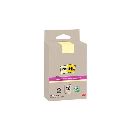 4064035142858 - Post-it® Haftnotizen Super Sticky Recycling Notes 4645-RSSCY4 liniert B 102 x T 152 mm PEFC®-Papier gelb 4 Blöcke 45 Blatt Block