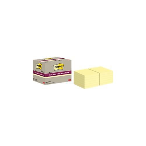 4064035060831 - Post-it® Haftnotizen Super Sticky Recycling Notes 654 RSS12CY B 76 x T 76 mm PEFC®-Papier gelb 12 Blöcke 70 Blatt Block