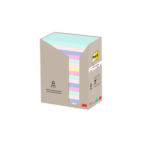 4054596929722 - Haftnotizen 655-1RPT Recycling Notes Tower Pastell Rainbow je 4 x mint rosa je 3 x hellblau flamingopink 2 x gelb 405459692972 16 Stück