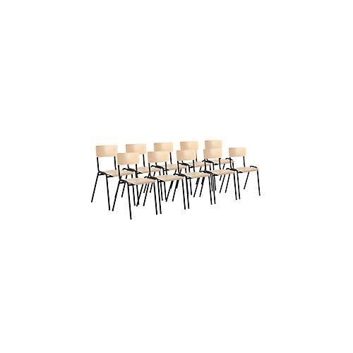 4251898828221 - Stapelstuhl Ceha® CS 3 ohne Armlehnen Sperrholz & Stahlrohr pulverbeschichtet B 385 x T 390 x H 490 mm Buche schwarz 10 Stück 4251898828221 - Stapelstuhl Ceha® CS 3 ohne Armlehnen Sperrholz & Stahlrohr pulverbeschichtet B 385 x T 390 x H 490 mm Buche schwarz 10 Stück