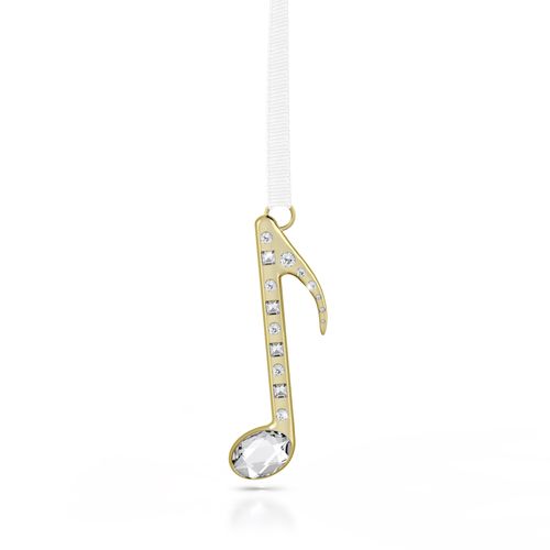 9009657015000 - Dekohänger SWAROVSKI Kristallfigur Sammelfigur Musiknote Ornament weiß (kristallweiß goldfarben weiß) Dekohänger Kristallglas Metall Baumwolle Kristall