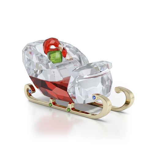 9009657015086 - Weihnachtsfigur SWAROVSKI Dekofigur Kristallfigur Sammelfigur Schlitten kristallweiß rot grün goldfarben blau Dekofiguren Ø Schlitten Kristall Metall