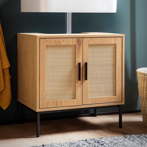 4251757723612 - Waschbeckenunterschrank Badschrank 60x60x40 cm Unterschrank Eiche Optik