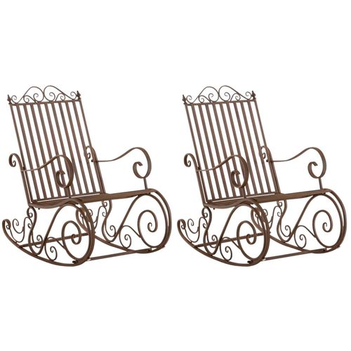 4251756467814 - 2er Set Eisen-Schaukelstühle Smilla im Landhausstil I Schwingstühle mit hoher Rückenlehne mit Armlehnen