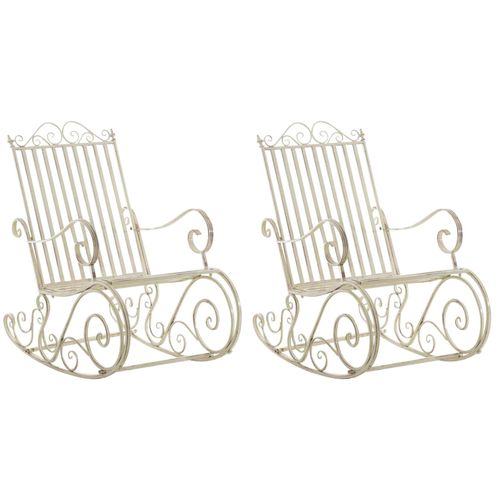 4251756467791 - 2er Set Eisen-Schaukelstühle Smilla im Landhausstil I Schwingstühle mit hoher Rückenlehne mit Armlehnen