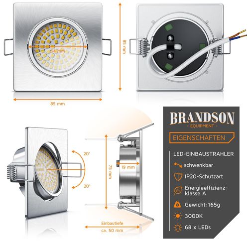 4062861822876 - schwenkbarer LED Einbaustrahler in Edelstahl Optik Deckenspot mit 320 Lumen   Warmweiß