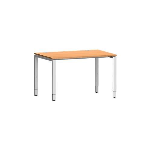 4250510843178 - Genius Schreibtisch Modena Flex Rechteck 4-Fuß Rechteckrohr B 1200 x T 800 x H 650-850 mm Buche weißaluminium