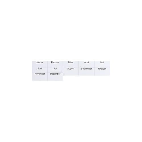 4024158001623 - Steckkarten für Stecktafeln Planrecord Variante Monate Januar-Dezember beschreibbar B 60 x H 32 mm Papier weiß 1 Satz mit 12 Stück 4024158001623 - Steckkarten für Stecktafeln Planrecord Variante Monate Januar-Dezember beschreibbar B 60 x H 32 mm Papier weiß 1 Satz mit 12 Stück