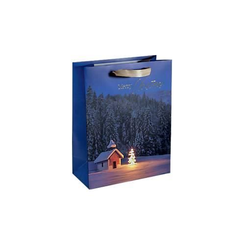 4004360781247 - Geschenktasche Christmas Chapel mit Folienveredelung FSC Mix B 260 x H 330 x T 120 mm 5 Stück