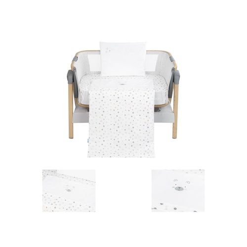 3801101050515 - Kikka boo Bettwäsche My Teddy 5-teilig Stickerei Decke 85 x 55 Kissen 45 x 35 cm weiß