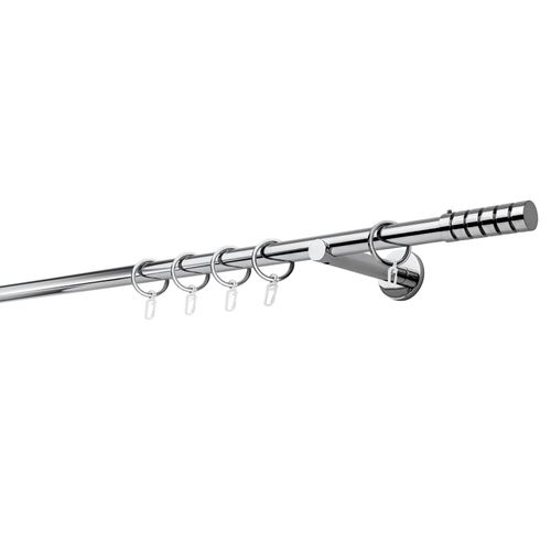 4066866120487 - Gardinenstange MYDECO 20mm Rillcube Wandträger 12 cm Gardinenstangen Gr L 120 cm 1 läufig grau (chromfarben) Gardinenstangen Wandmontage