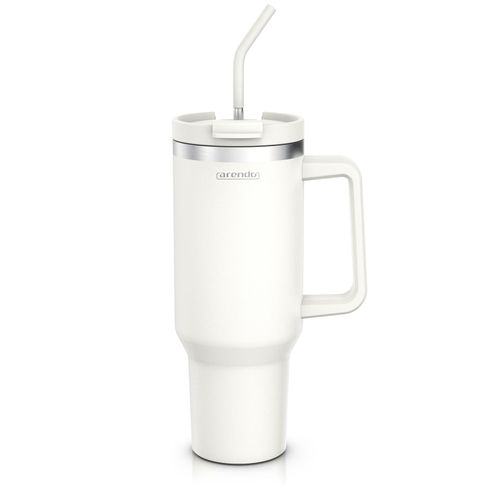 4062861837245 - Arendo Tumbler 1200 ml Edelstahl Thermobecher mit Deckel Henkel Strohhalm doppelwandig vakuumdicht auslaufsicher