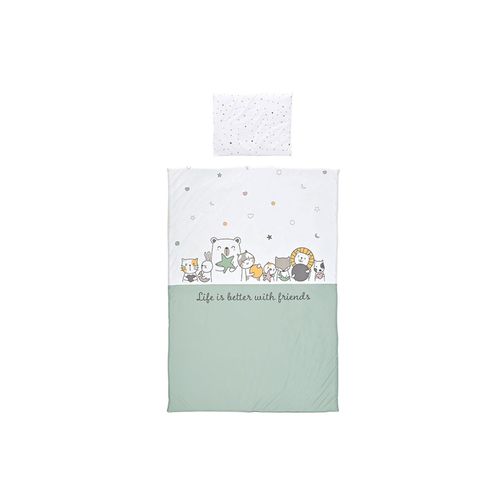 3800166115214 - Kinderbettwäsche 3-teilig Decke 140 x 95 Kissen 43 x 35 Laken 150 x 100 hellgrün
