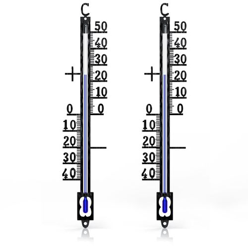4062861826881 - 2x Analoges Thermometer aus Metall wetterfest Außenwetterstation (Messbereich -40° bis +50° C – klassisches Design)