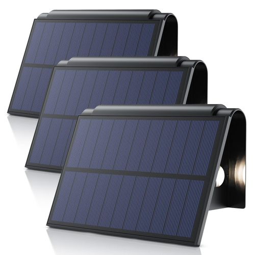 4062861837870 - 3x LED Solarleuchte Solar Wandleuchte für außen mit Akku & ohne Stromanschluss Wasserdicht Ein- Ausschalter  mehrere Helligkeitsstufen LED fest integriert Warmweiß 1800 mAh Akku Solarpanel IP54 wetterfest für Außenmontage
