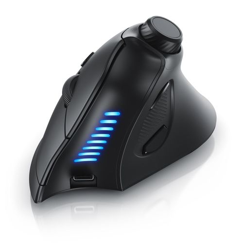 4062861822708 - CSL Vertikalmaus kabellos 24 GHz und Bluetooth ergonomisch 250 dpi gegen Mausarm Multimedia-Drehregler