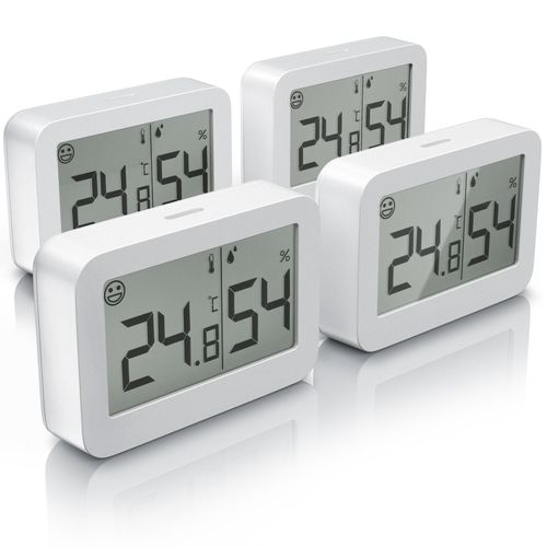 4062861827161 - 4x Innenwetterstation (Haltemagneten Thermometer Hygrometer Temperatur und Luftfeuchtigkeit Messgerät)