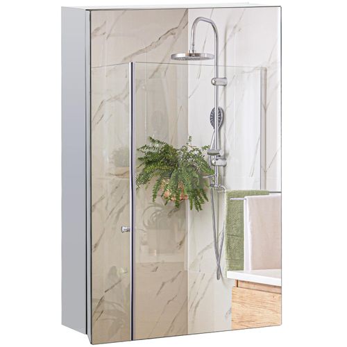 4255633570758 - Spiegelschrank Badezimmerschrank mit 3 Ebenen für Schlafzimmer Silber