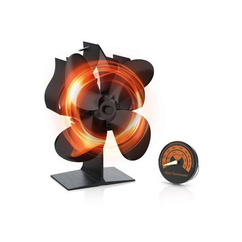 4062861813553 - Kaminventilator mit Thermometer 4 Rotorblätter stromlos leise
