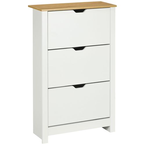 4255633555397 - Schuhschrank Schruhregal Schuhaufbewahrung 3 Fächer 18 Paar Schuhe 72 cm x 26 cm x 112 cm Weiß + Braun - Weiß+Naturholz
