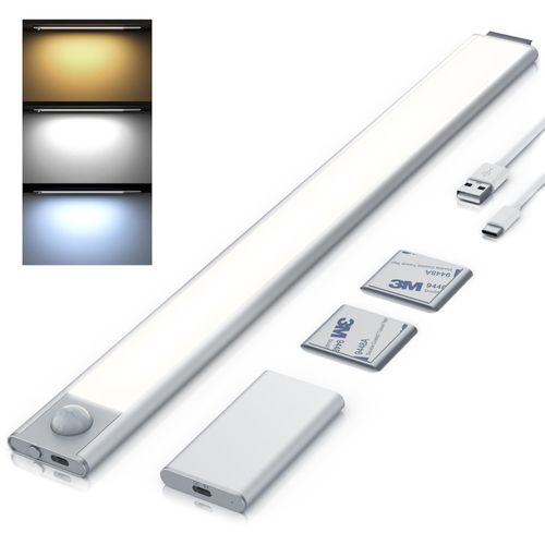 4062861835395 - Unterschrankleuchte Nachtlicht mit Bewegungsmelder digital Unterbauleuchte 1500 mAh Akku SMD LED warmweiß neutralweiß kaltweiß abnehmbar Lichtsensor 300 Lm PIR Bewegungssensor Timer