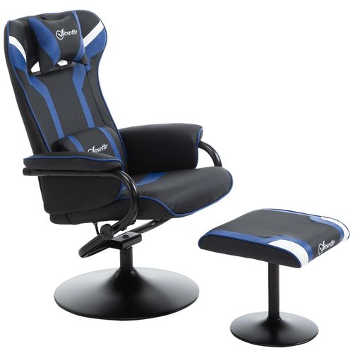 4251774960052 - Gamingsessel mit Hocker schwarz blau (Farbe schwarz dunkelblau)