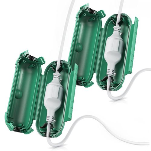 4062861827024 - 2x Kabelbox wetterbeständige Schutzbox für Verlängerungskabel 210mm x 85 mm Garten outdoor IP44 wasserdichte Safe Box grün