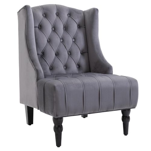 4250871290888 - Einzelsessel Samtstoff Holz Schaumstoff