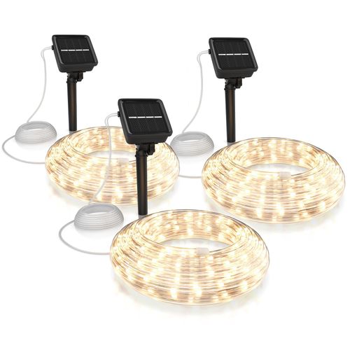 4062861826942 - 3x LED-Lichterkette Solar 10m warmweiß Innen & Außen Solarpanel mit Akku 100 Leds IP44