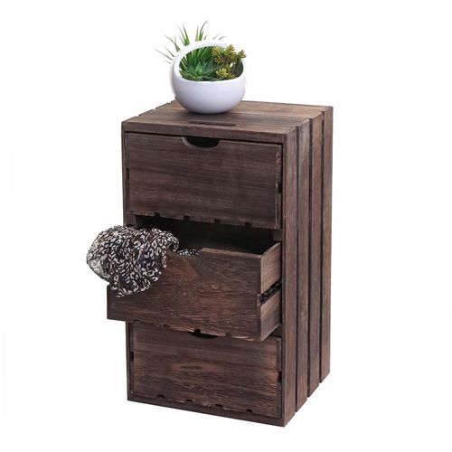 4057651520025 - Kommode MCW-C62 Schubladenkommode Holzkiste Shabby-Look Vintage 3 Schubladen 53x32x26cm ~ braun 4057651520025 - Kommode MCW-C62 Schubladenkommode Holzkiste Shabby-Look Vintage 3 Schubladen 53x32x26cm ~ braun