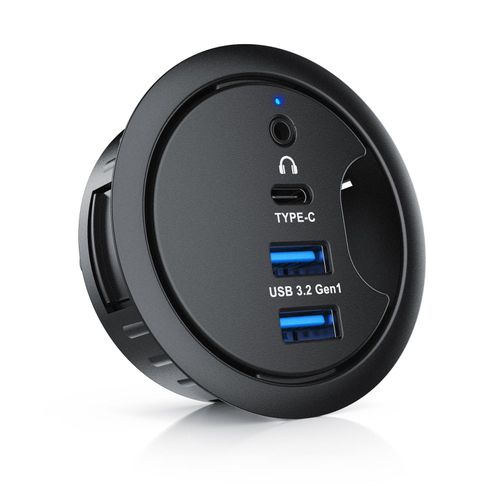 4062861814017 - CSL Kabeldurchführung mit USB Hub 2x USB-A 1x USB-C Audioanschluss