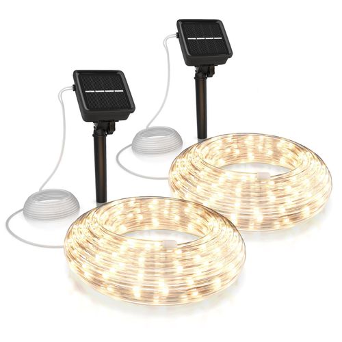 4062861826959 - 2x LED-Lichterkette Solar 10m warmweiß Innen & Außen Solarpanel mit Akku 100 Leds IP44
